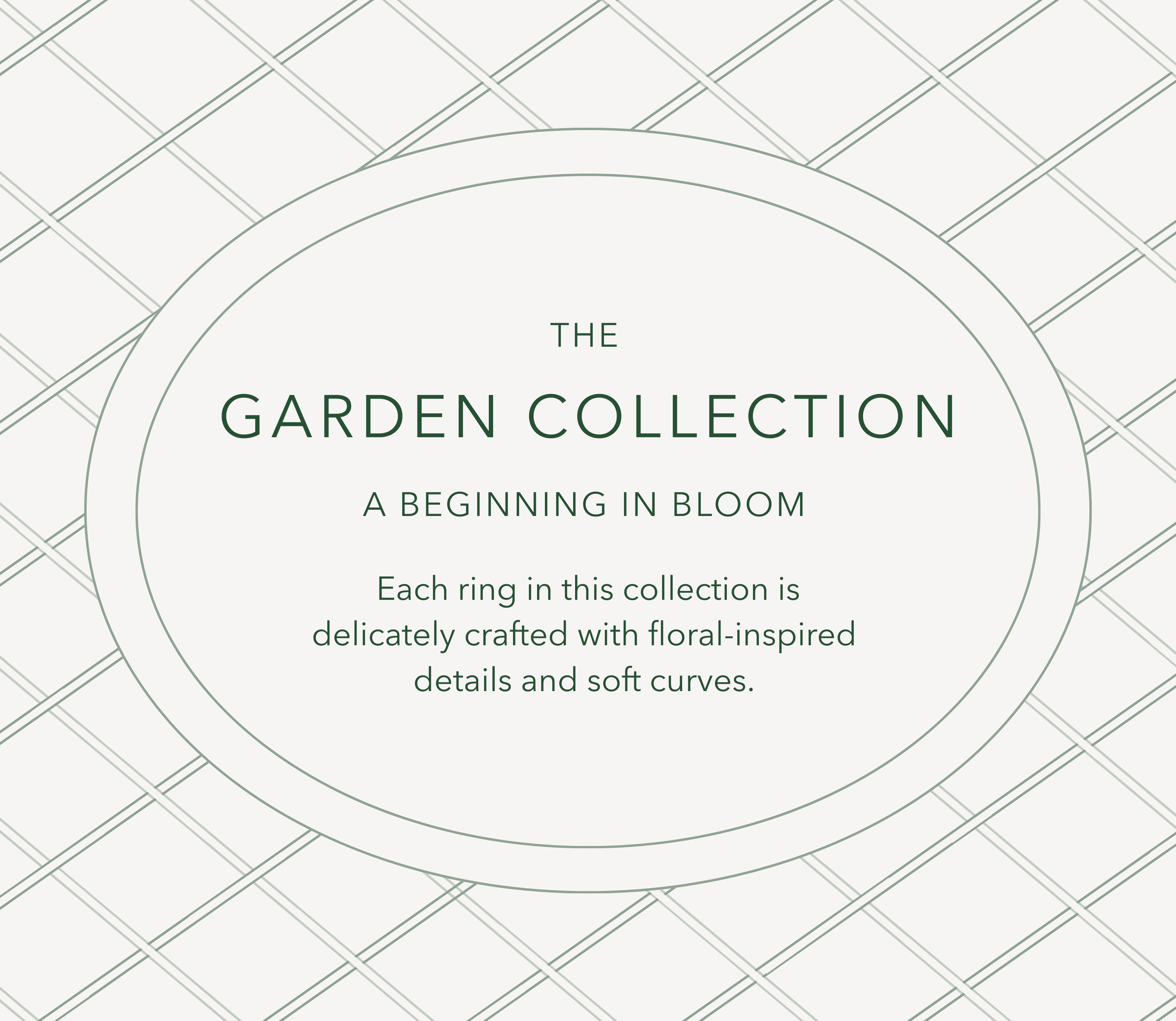 Promotional text for 'The Garden Collection' on a grid background