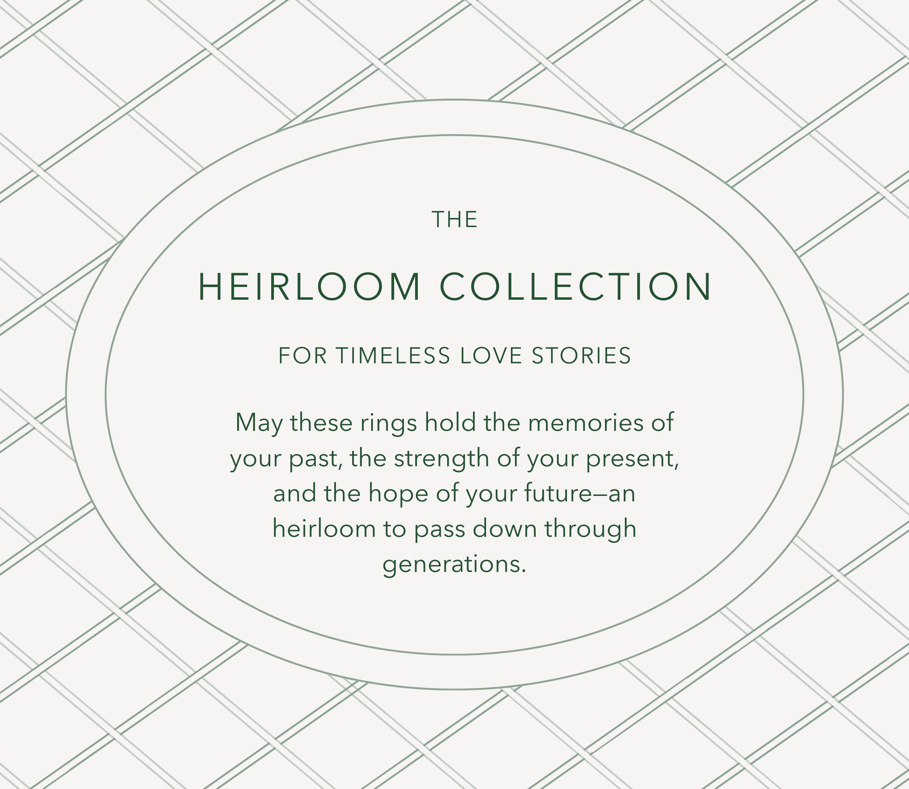 Advertisement for 'The Heirloom Collection' with text on a grid background