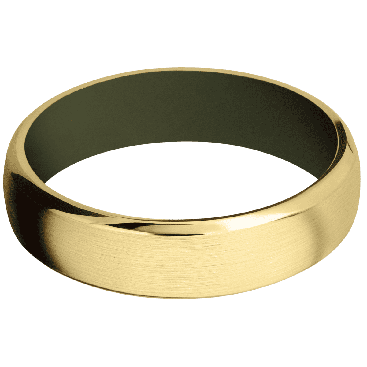 14K Yellow Gold + Satin , Polish Finish + Vintage Green