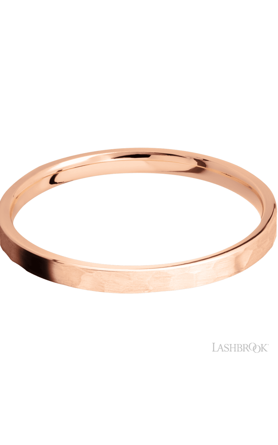 2 mm wide Flat 14K Rose Gold band.