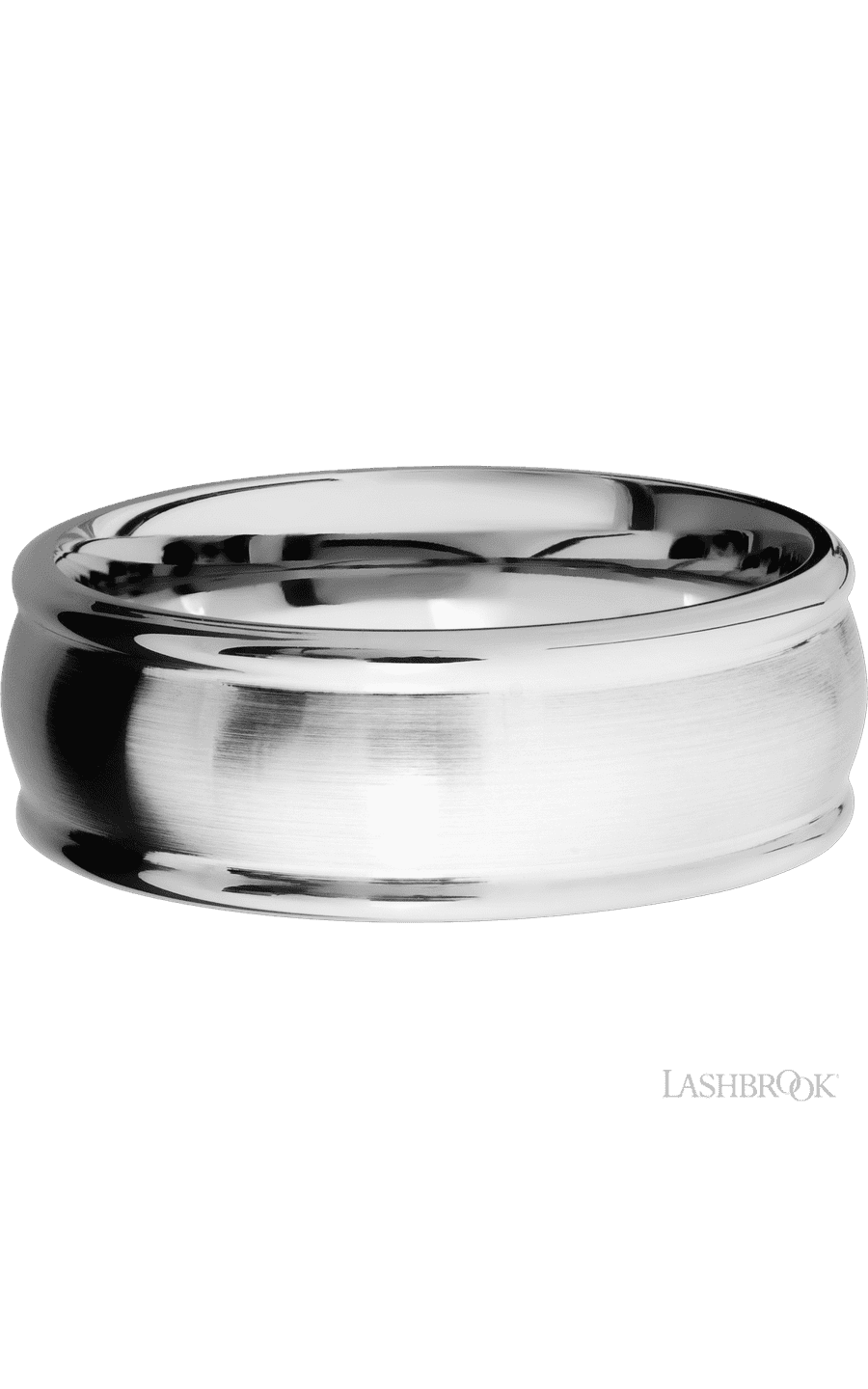 8 mm wide Domed Rounded Edges 14K White Gold band.