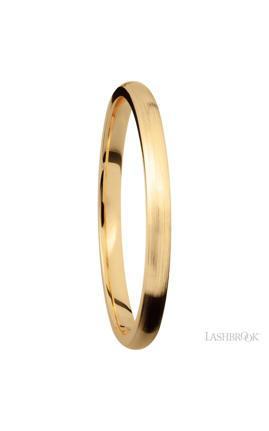 2 mm wide Domed 14K Yellow Gold band.