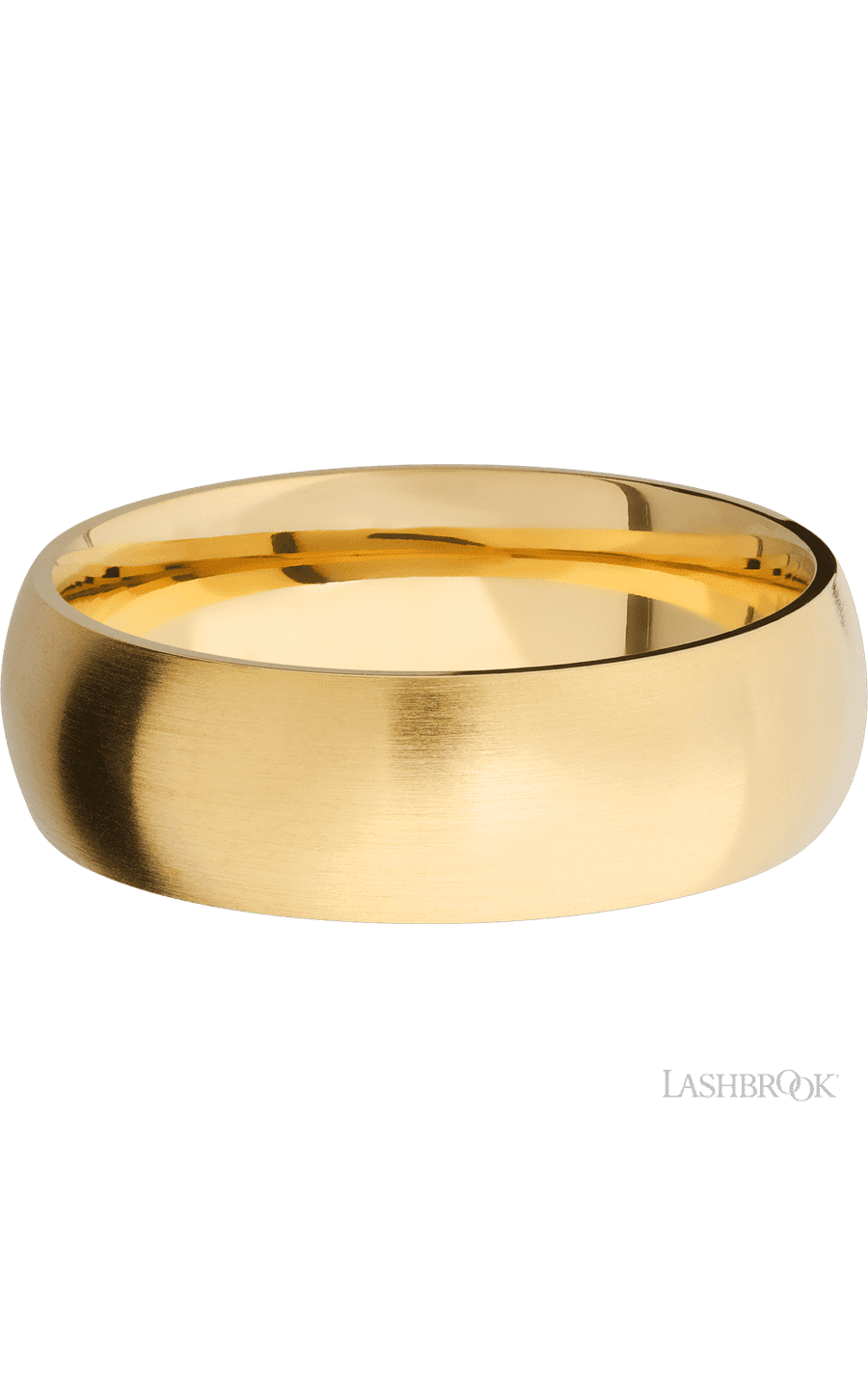 7 mm wide Domed 14K Yellow Gold band.