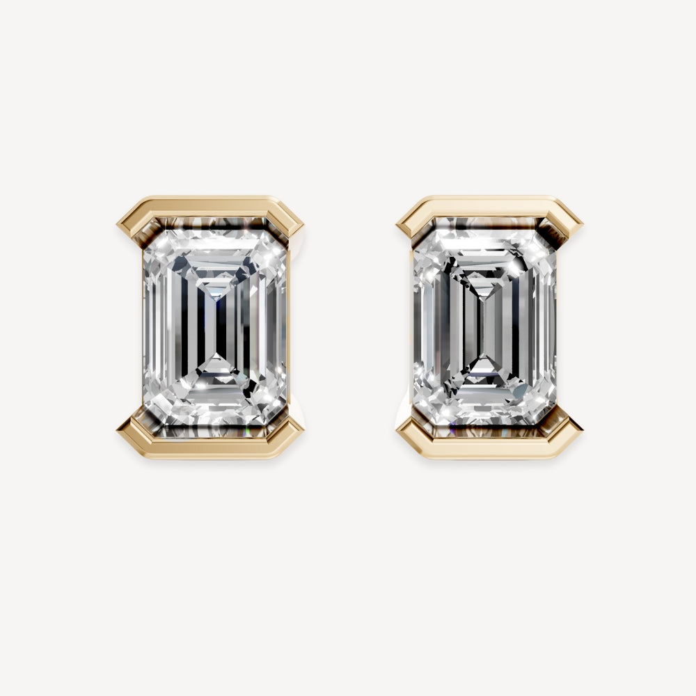 Half Bezel Studs- Emerald