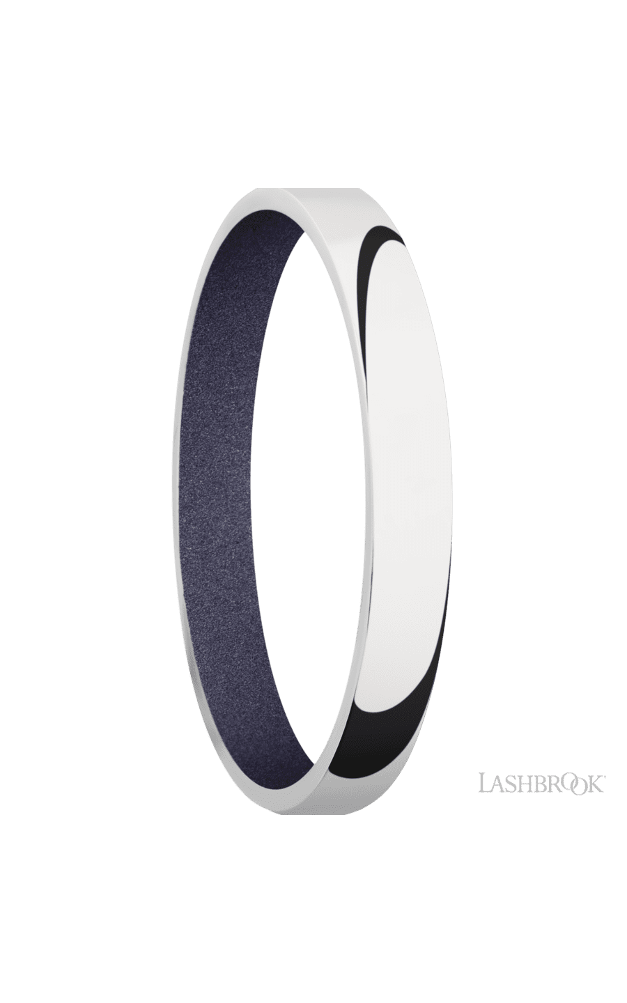 3 mm wide Domed 10K White Gold band featuring a Crushed Orchid sleeve.