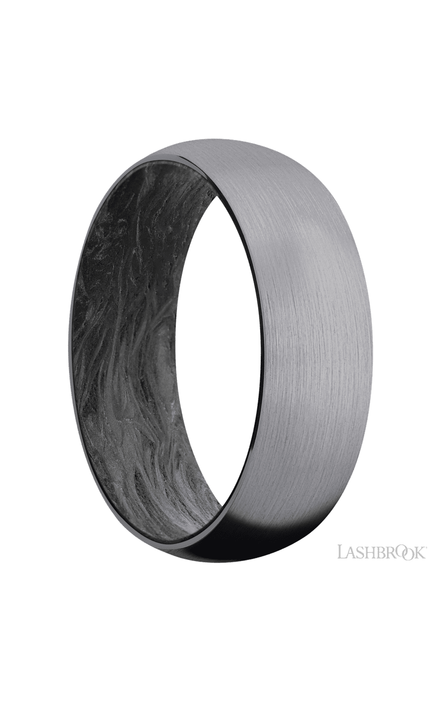 7 mm wide Domed Tantalum band featuring a Forged Carbon Fiber sleeve.