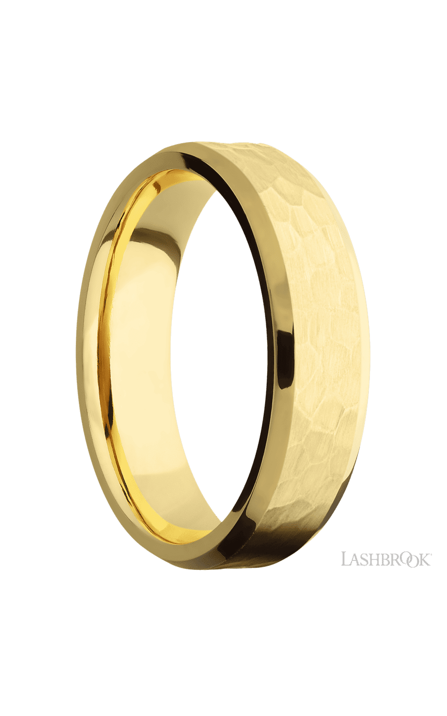 6 mm wide Beveled 14K Yellow Gold band.
