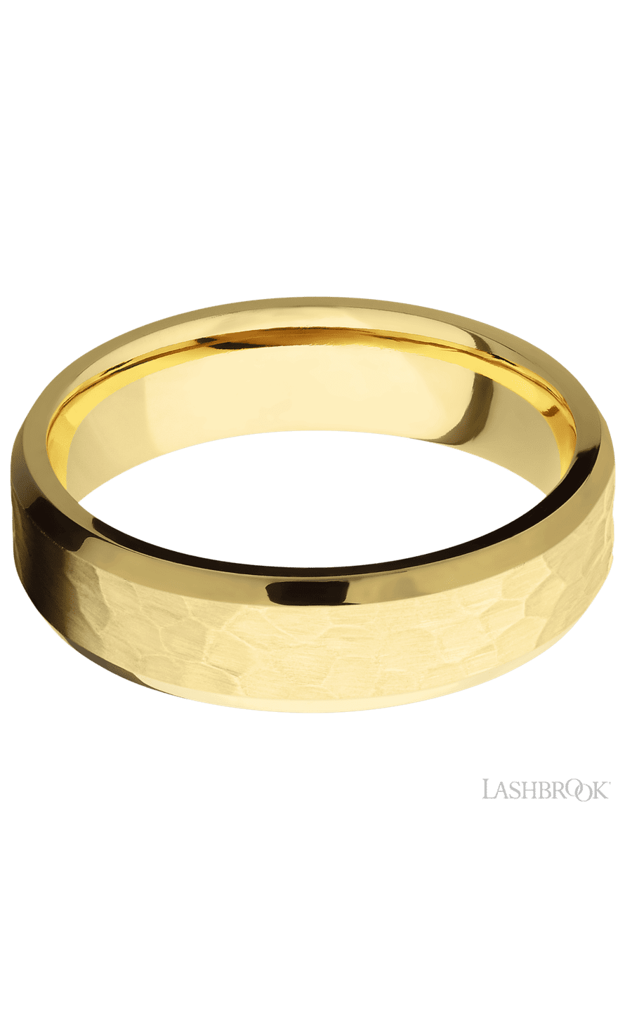 6 mm wide Beveled 14K Yellow Gold band.