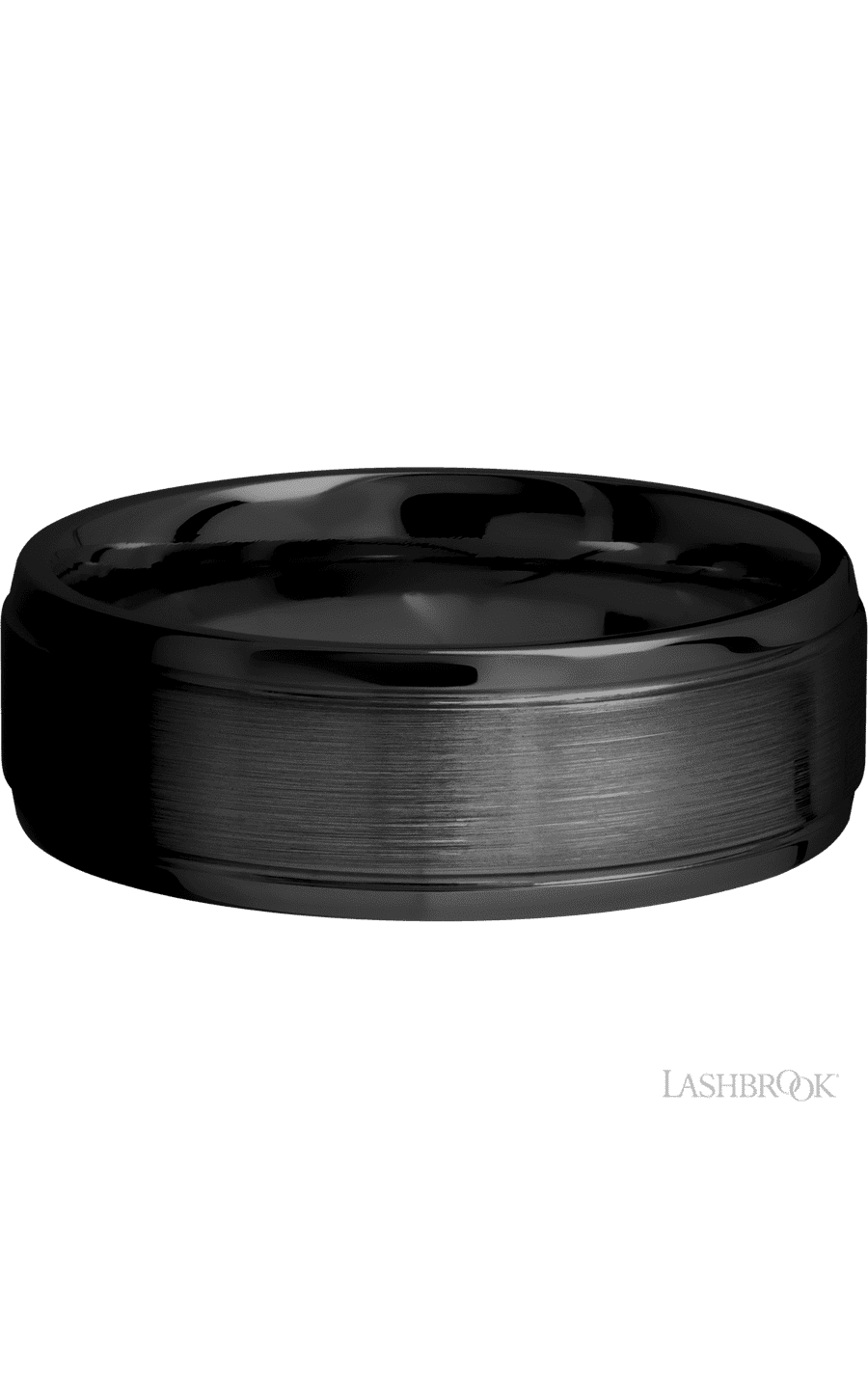 7 mm wide Stepped Bevel Zirconium band.