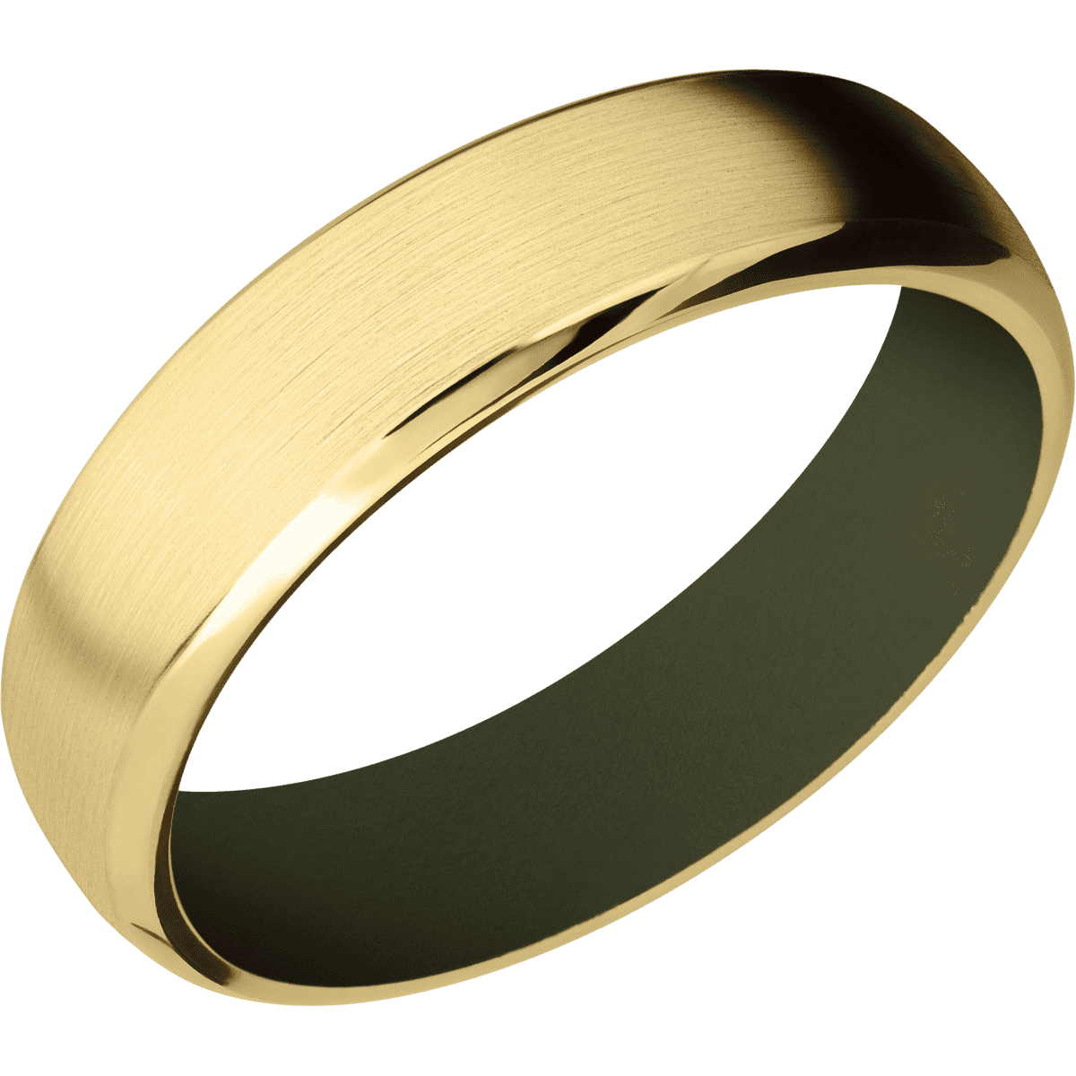 14K Yellow Gold + Satin , Polish Finish + Vintage Green