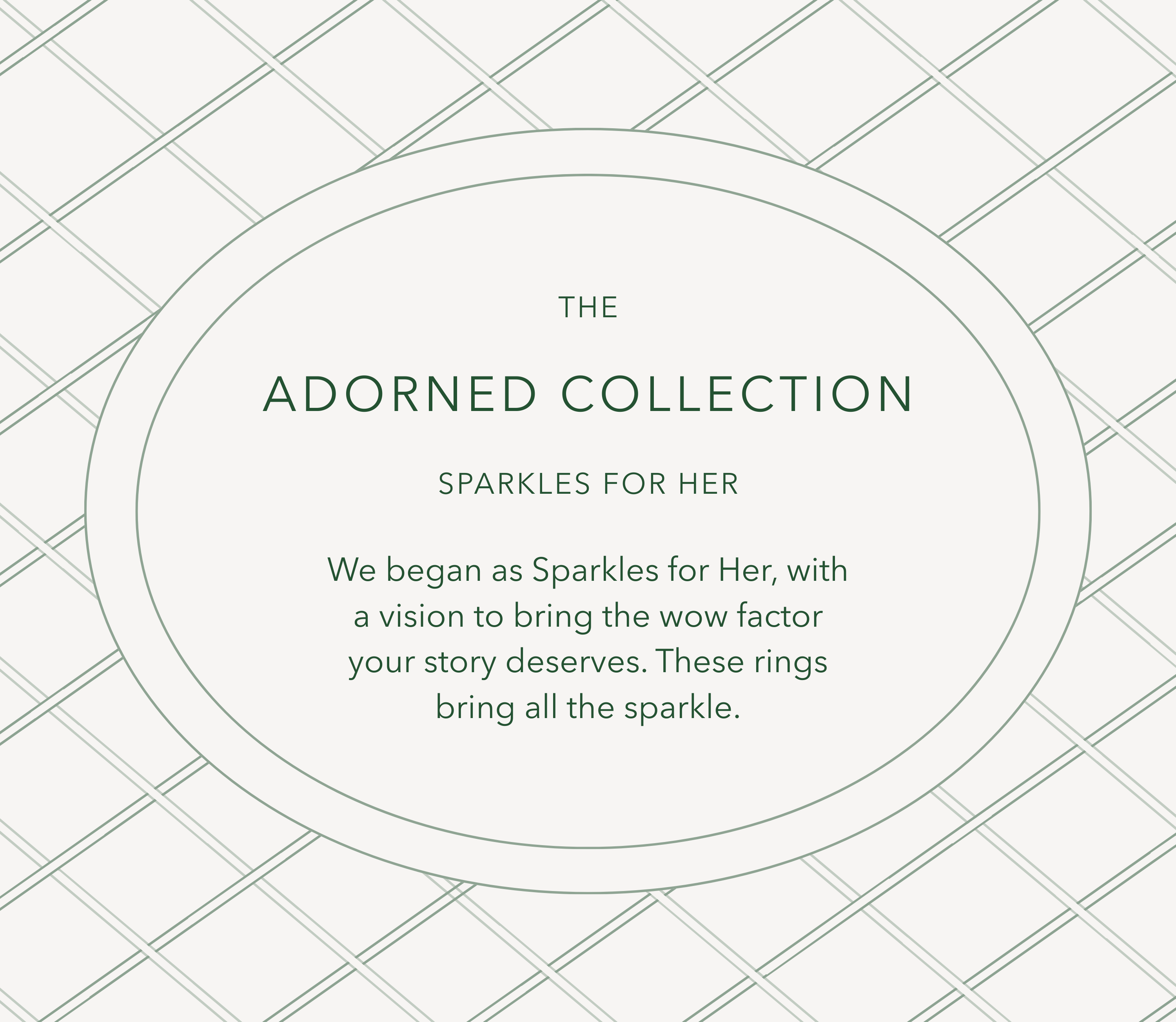 Promotional text for 'The Adorned Collection' on a grid background