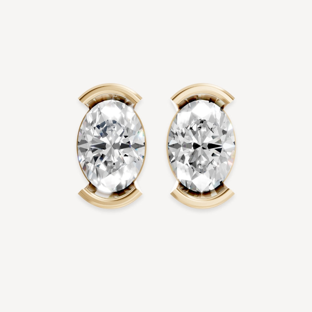 Half Bezel Studs- Oval