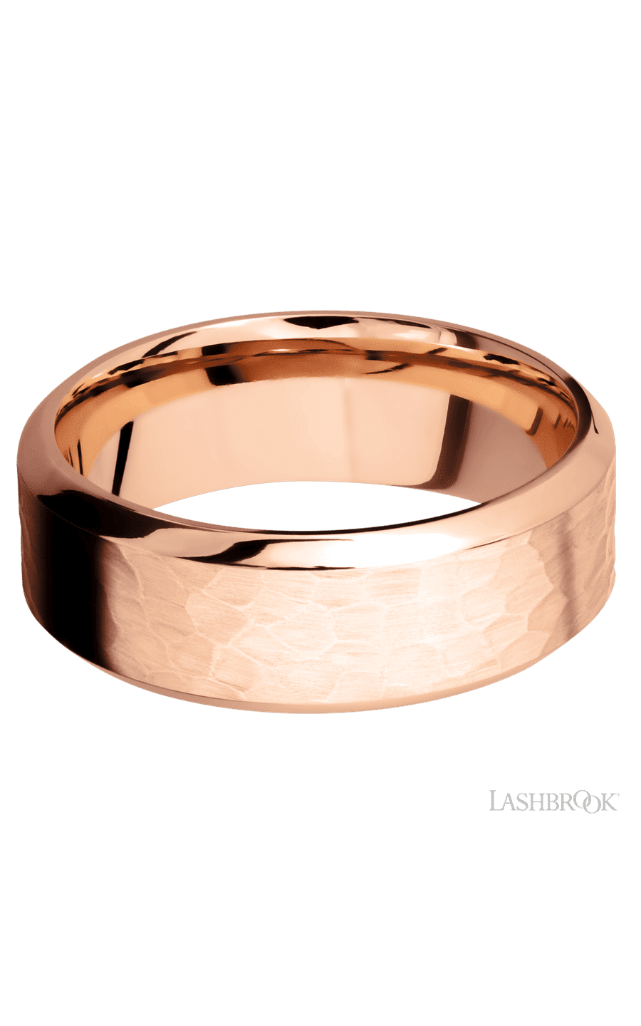 8 mm wide High Bevel 14K Rose Gold band.