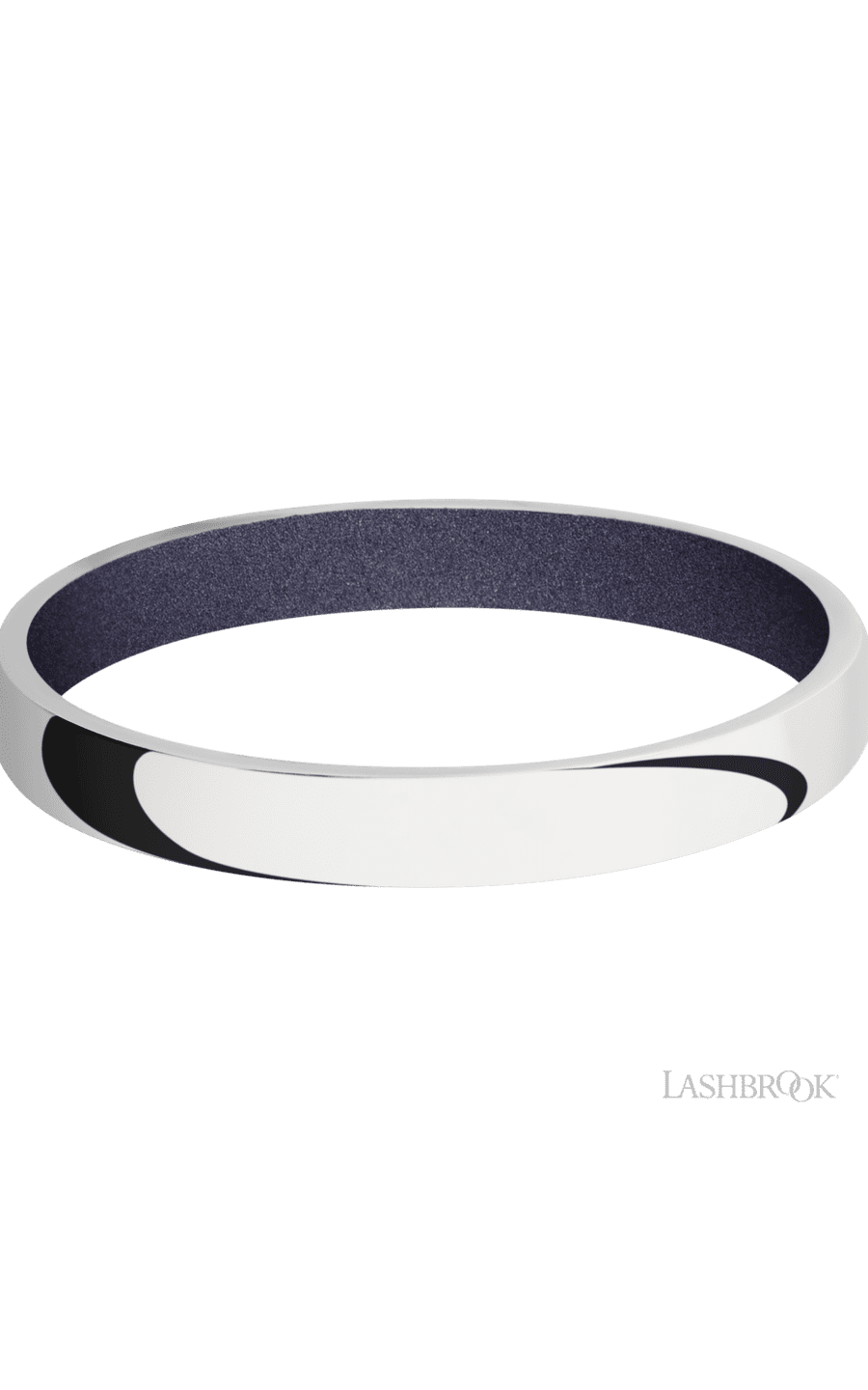 3 mm wide Domed 14K White Gold band featuring a Crushed Orchid sleeve.