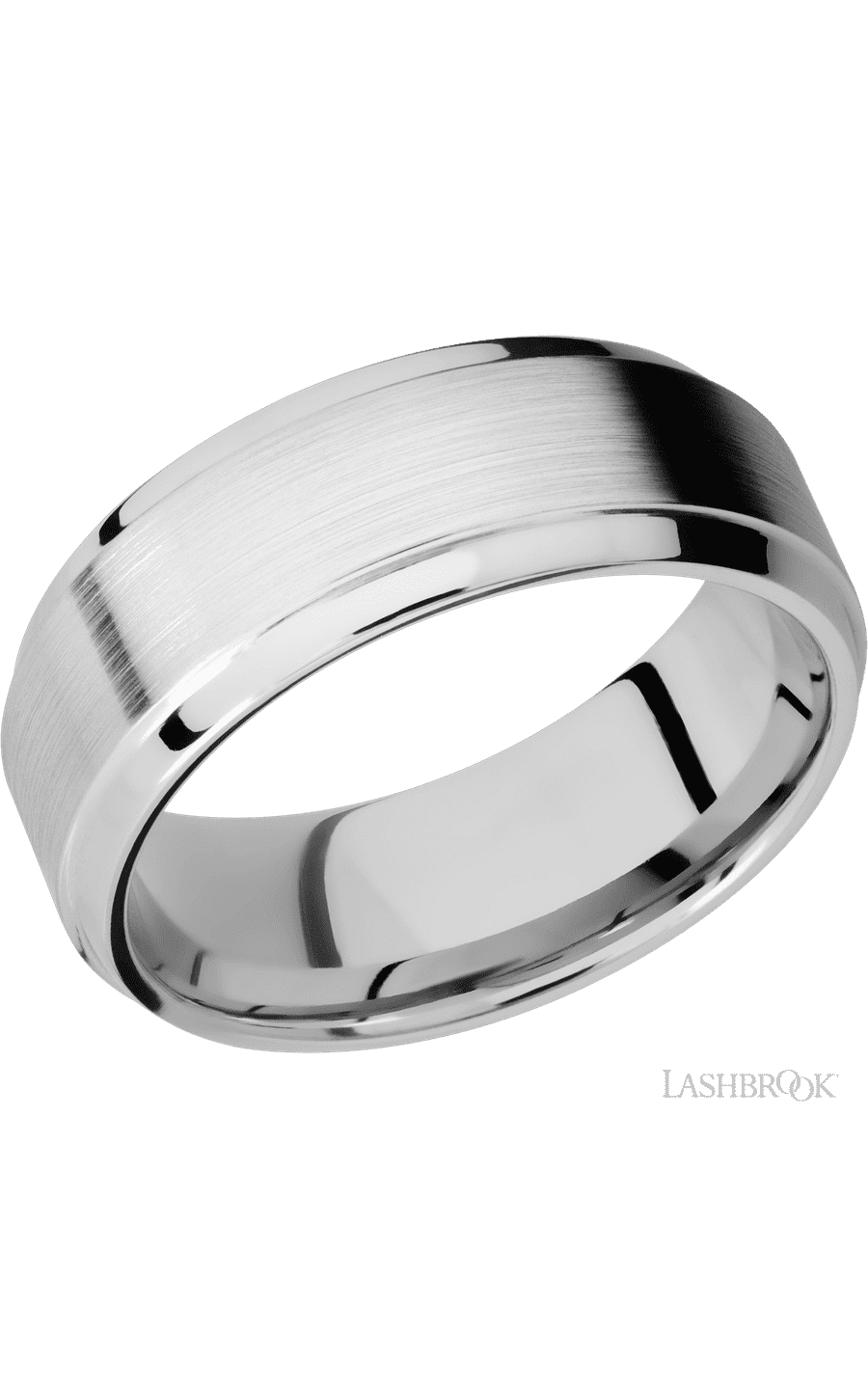 8 mm wide Stepped Bevel 14K White Gold band.