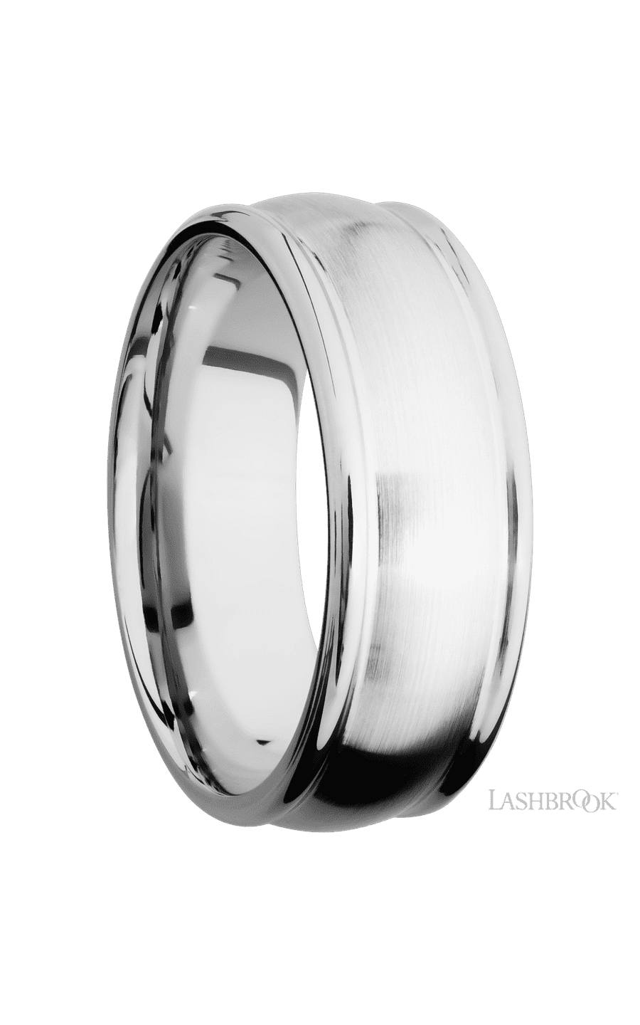 8 mm wide Domed Rounded Edges 14K White Gold band.