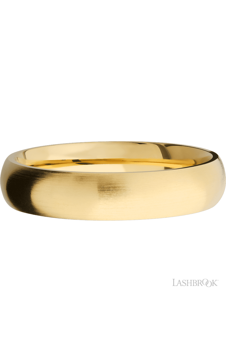 5 mm wide Domed 14K Yellow Gold band.
