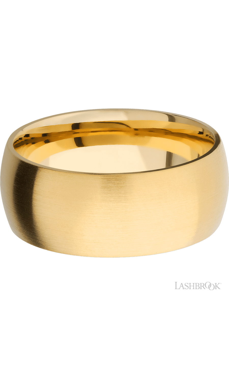 9 mm wide Domed 14K Yellow Gold band.