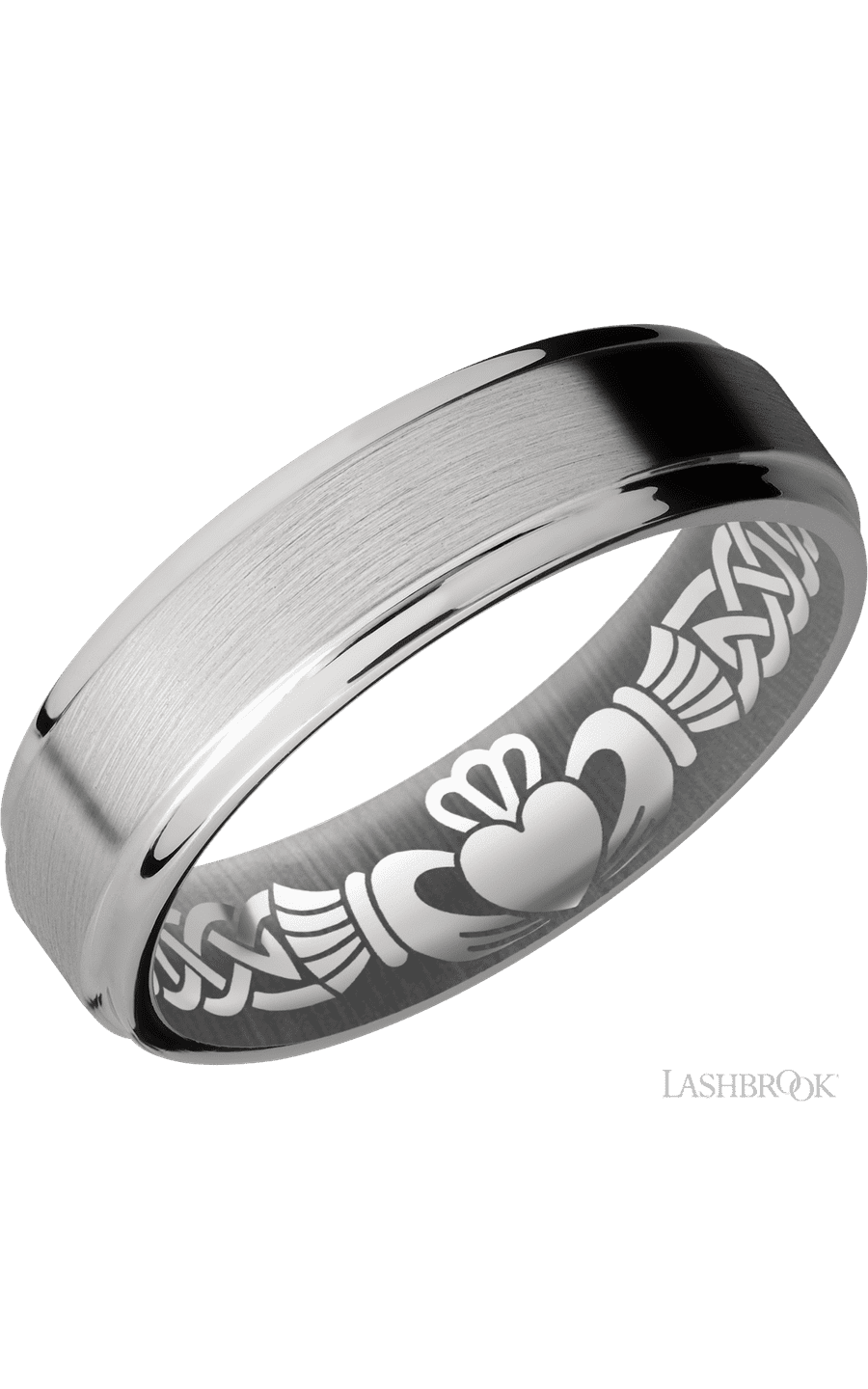 6 mm wide Flat Grooved Edges Titanium band.