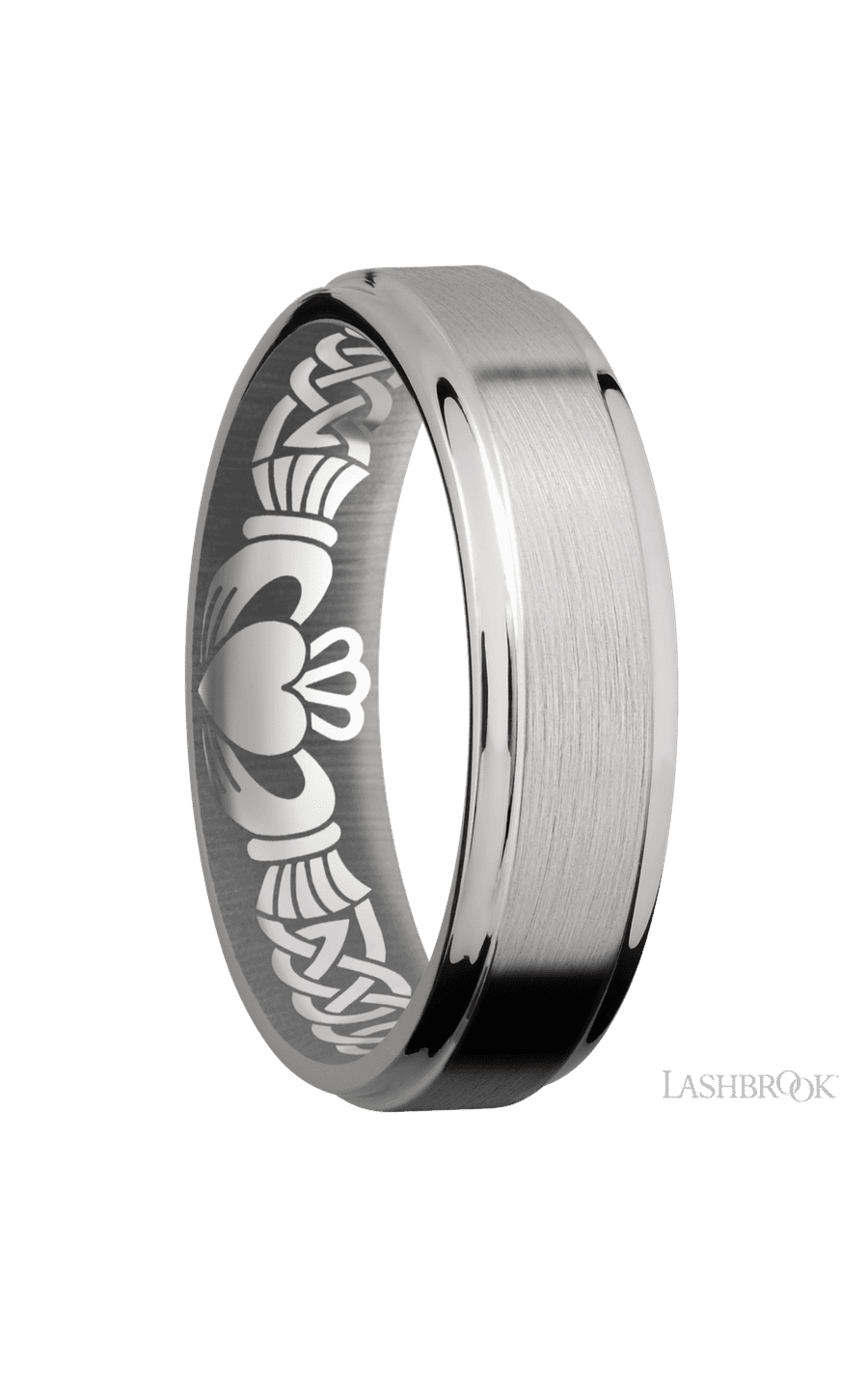 6 mm wide Flat Grooved Edges Titanium band.