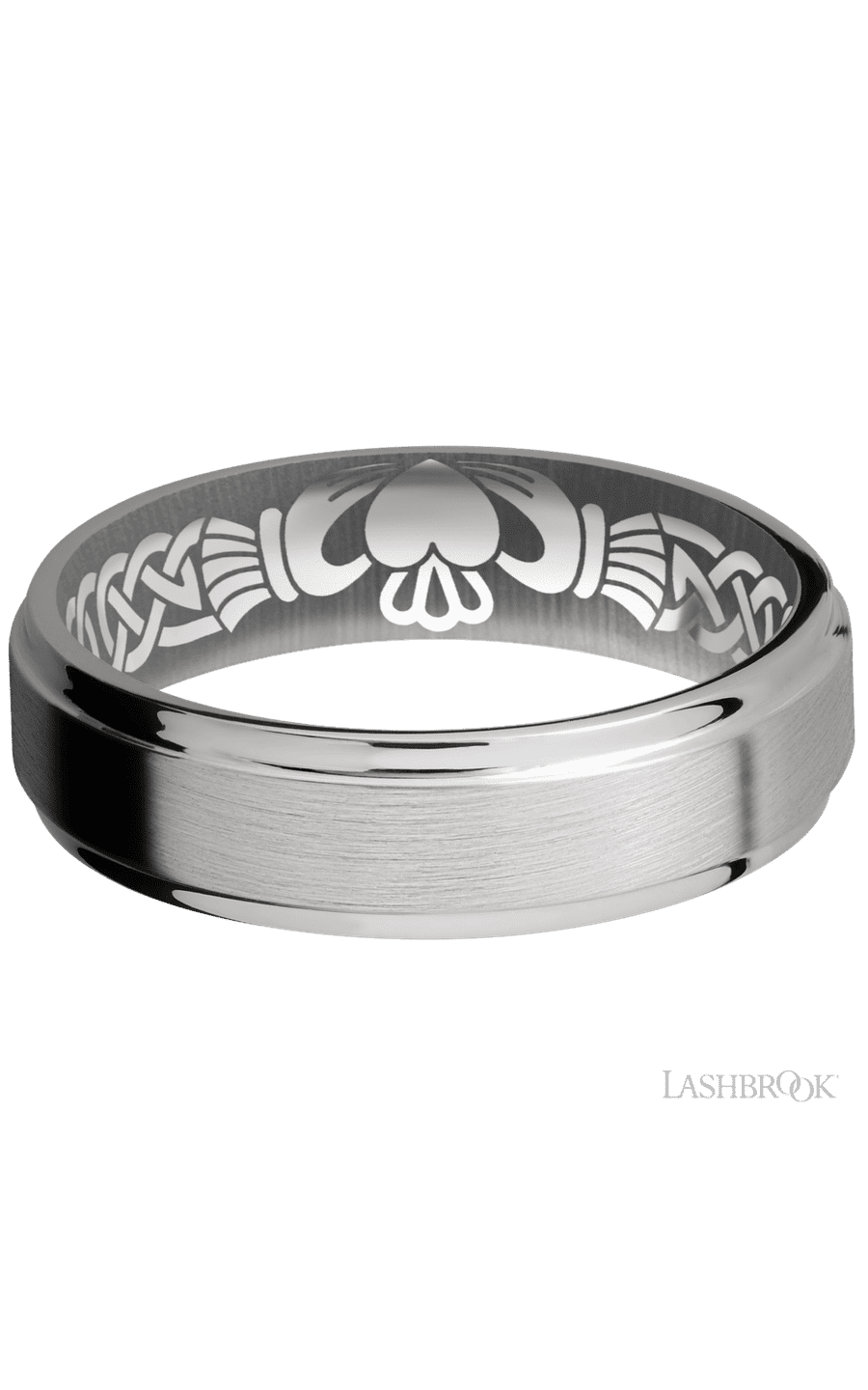 6 mm wide Flat Grooved Edges Titanium band.
