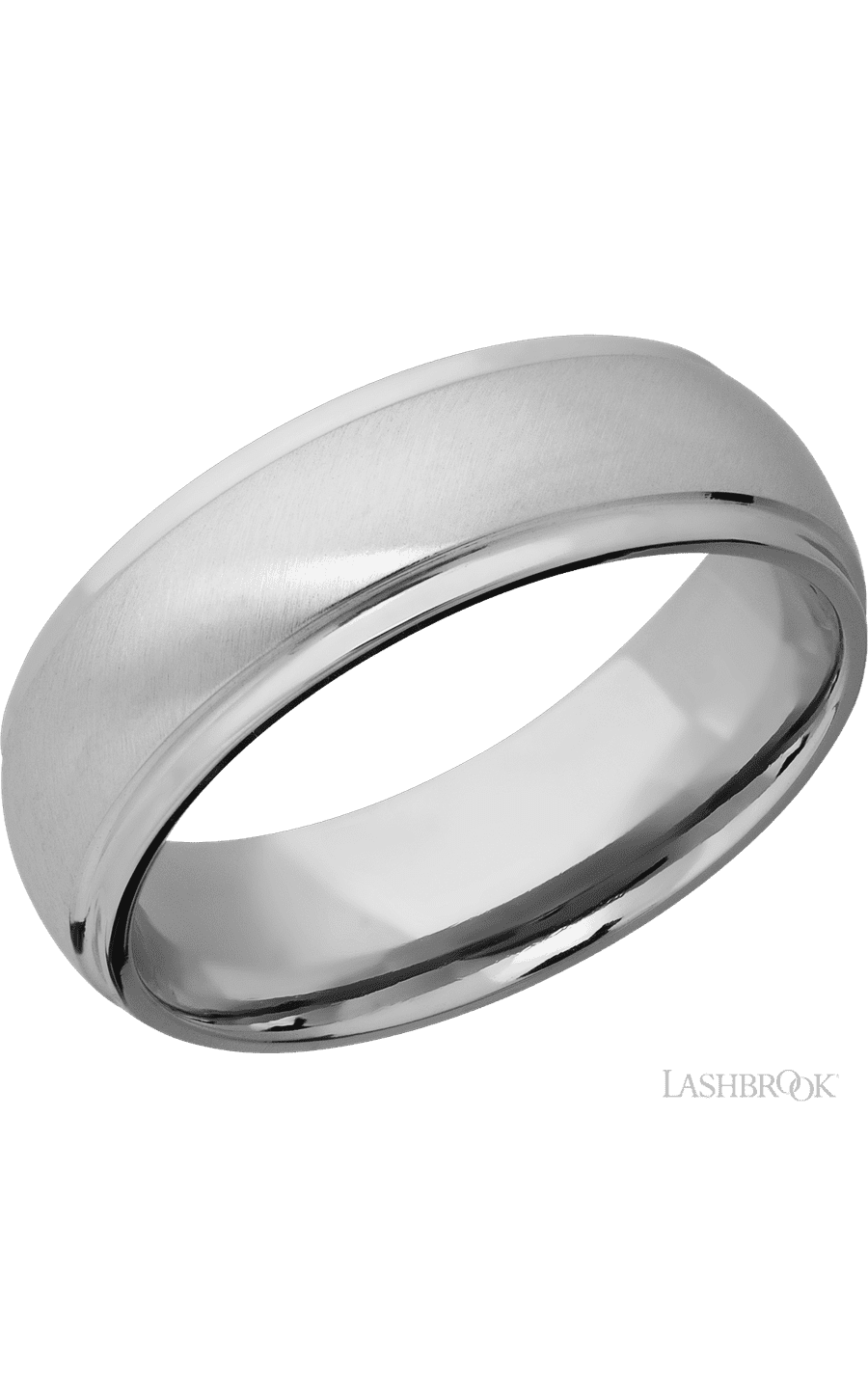 7 mm wide Domed Stepped Down Edges Titanium band.