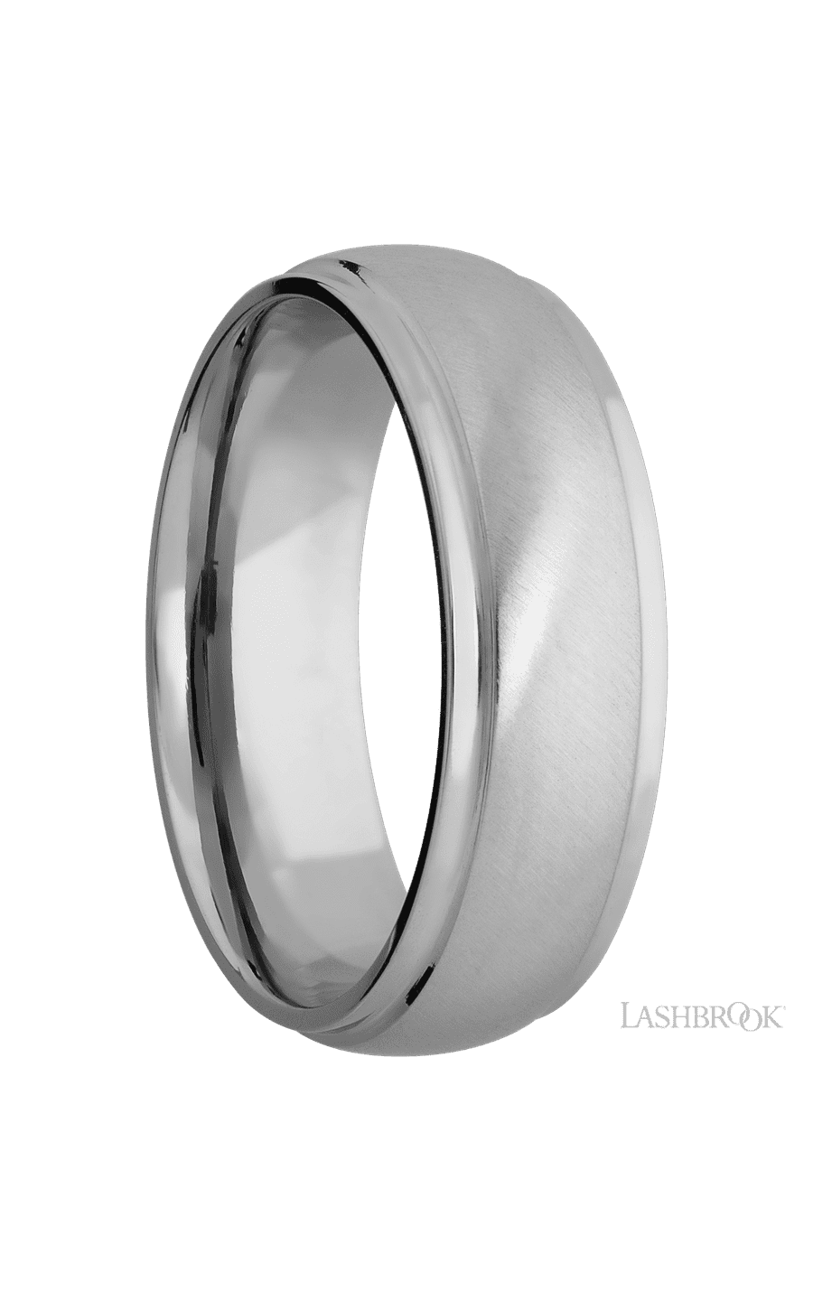 7 mm wide Domed Stepped Down Edges Titanium band.