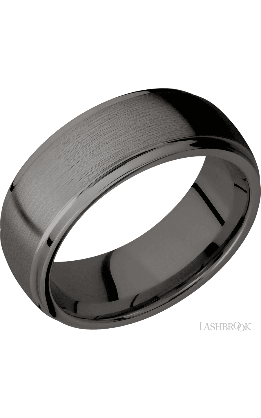 8 mm wide Domed Stepped Down Edges Tantalum Noir band.
