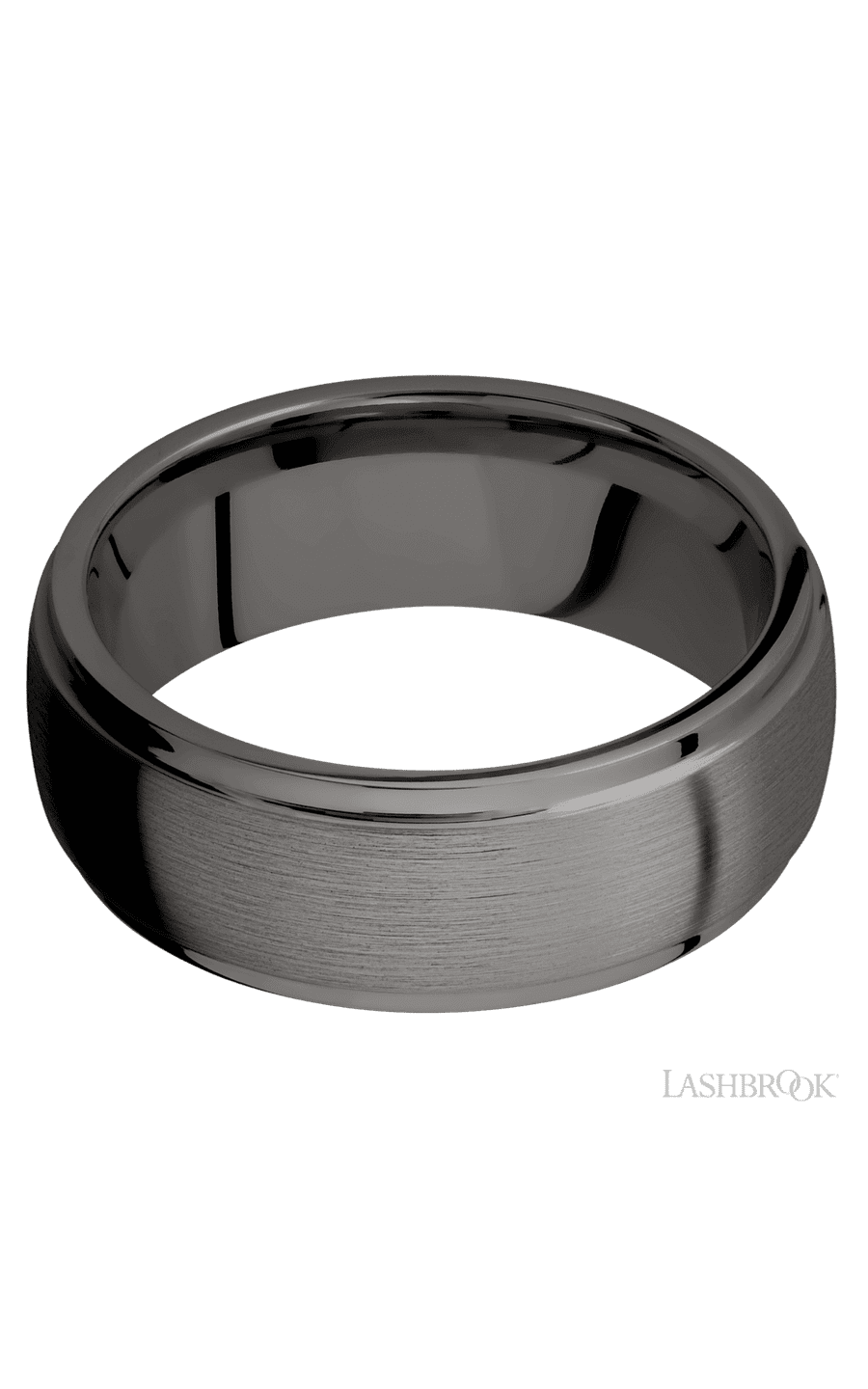 8 mm wide Domed Stepped Down Edges Tantalum Noir band.