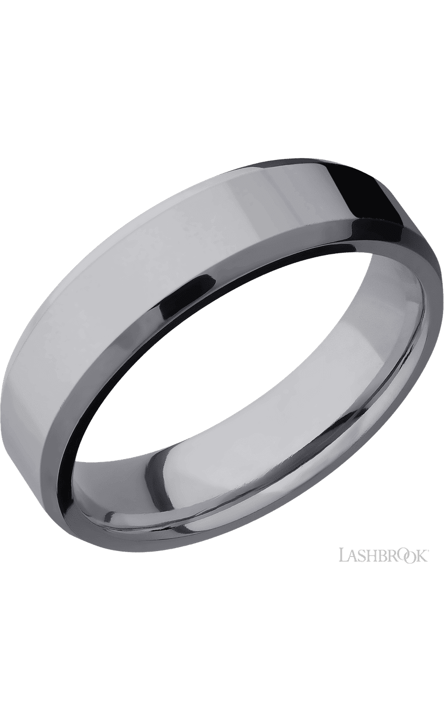6 mm wide Beveled Tantalum band.