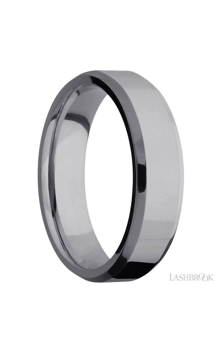 6 mm wide Beveled Tantalum band.