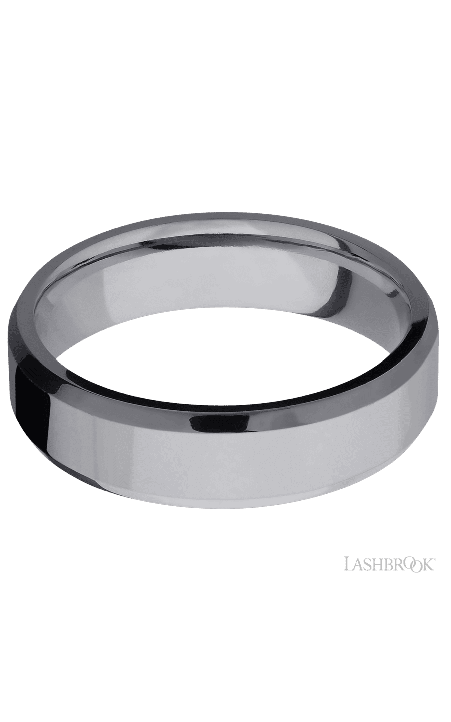 6 mm wide Beveled Tantalum band.