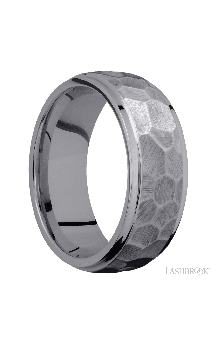 8 mm wide Domed Stepped Down Edges Tantalum band.