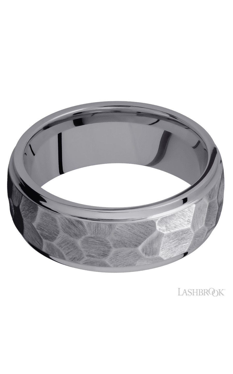 8 mm wide Domed Stepped Down Edges Tantalum band.