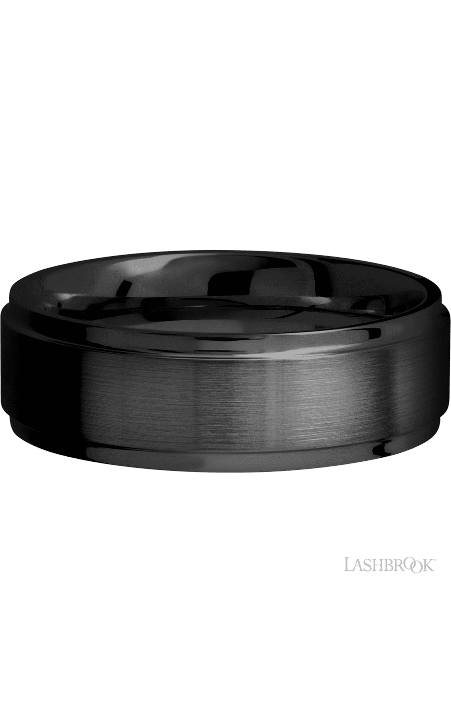 7 mm wide Flat Grooved Edges Zirconium band.