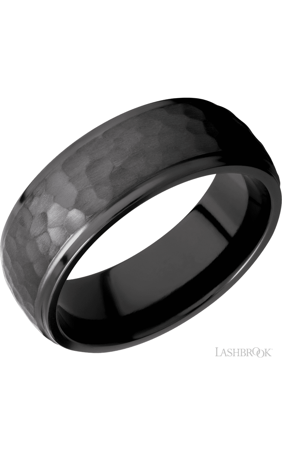 8 mm wide Domed Stepped Down Edges Zirconium band.