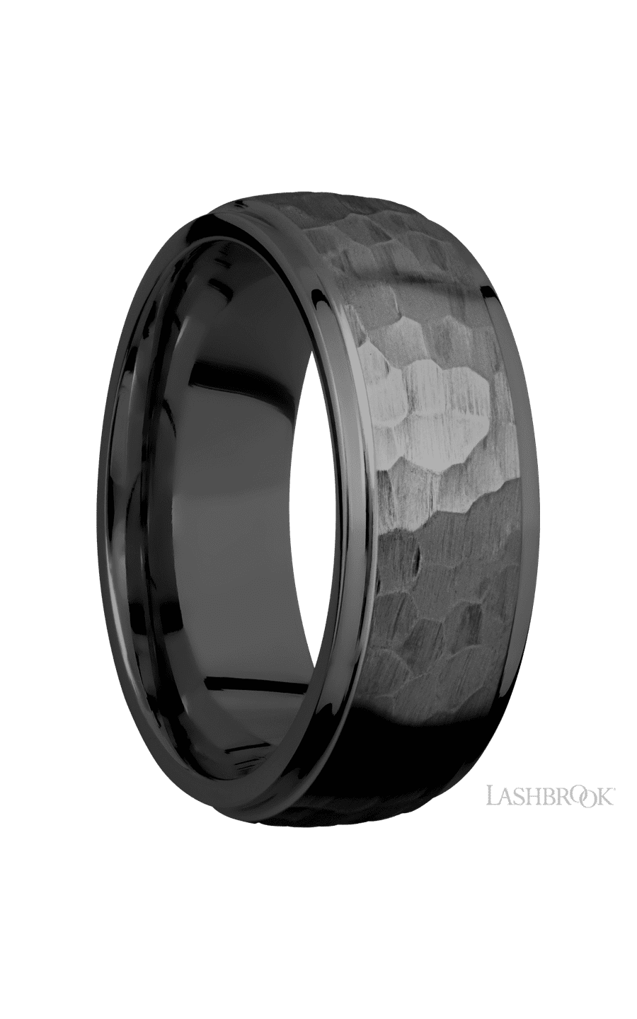 8 mm wide Domed Stepped Down Edges Zirconium band.