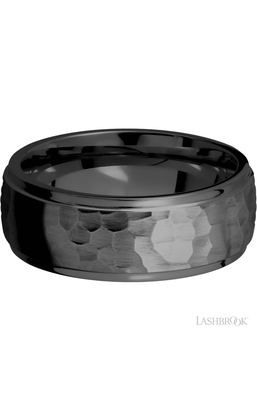 8 mm wide Domed Stepped Down Edges Zirconium band.