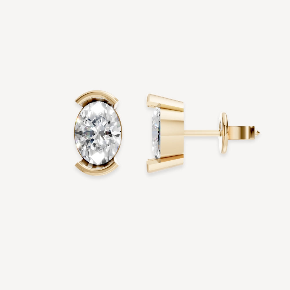 Half Bezel Studs- Oval