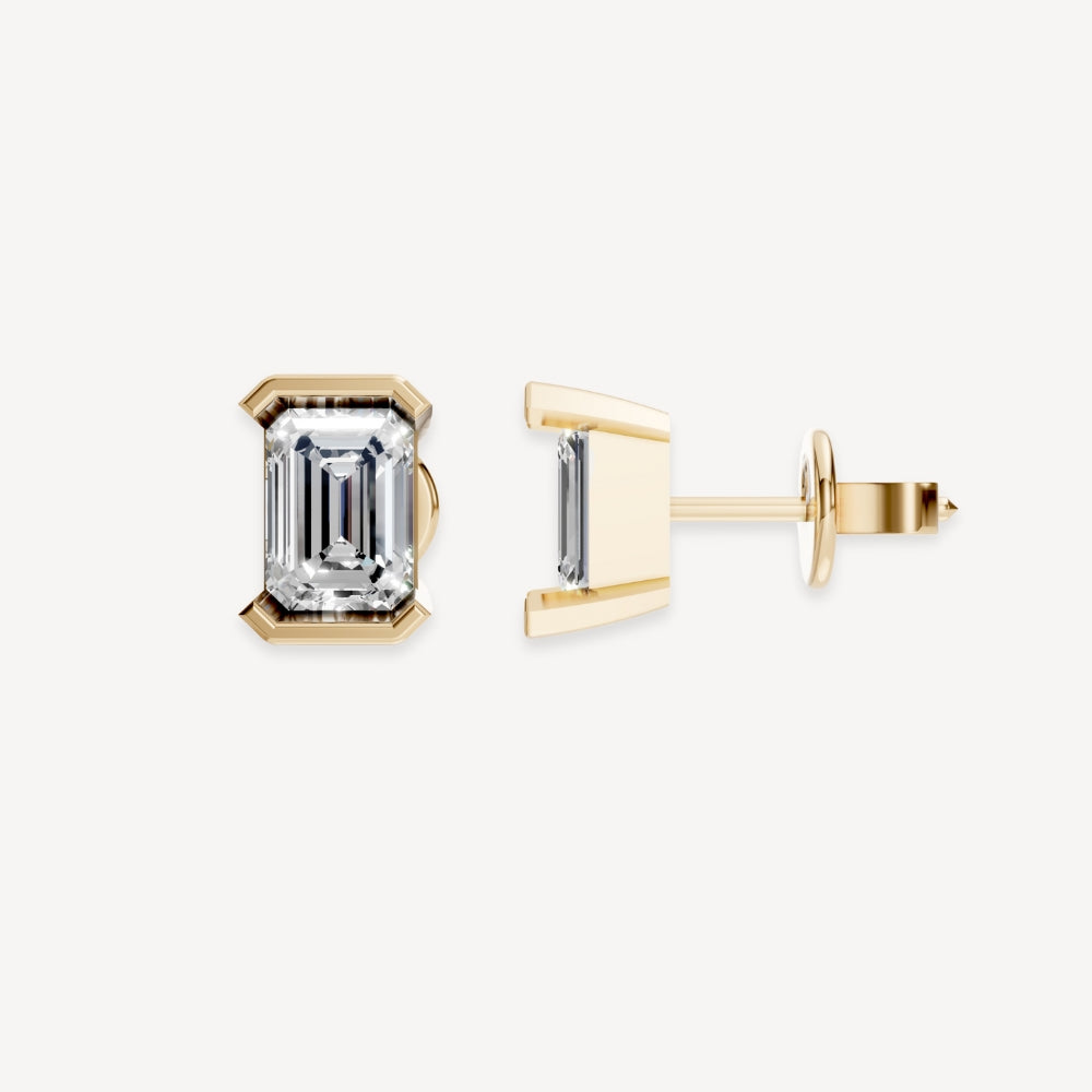 Half Bezel Studs- Emerald