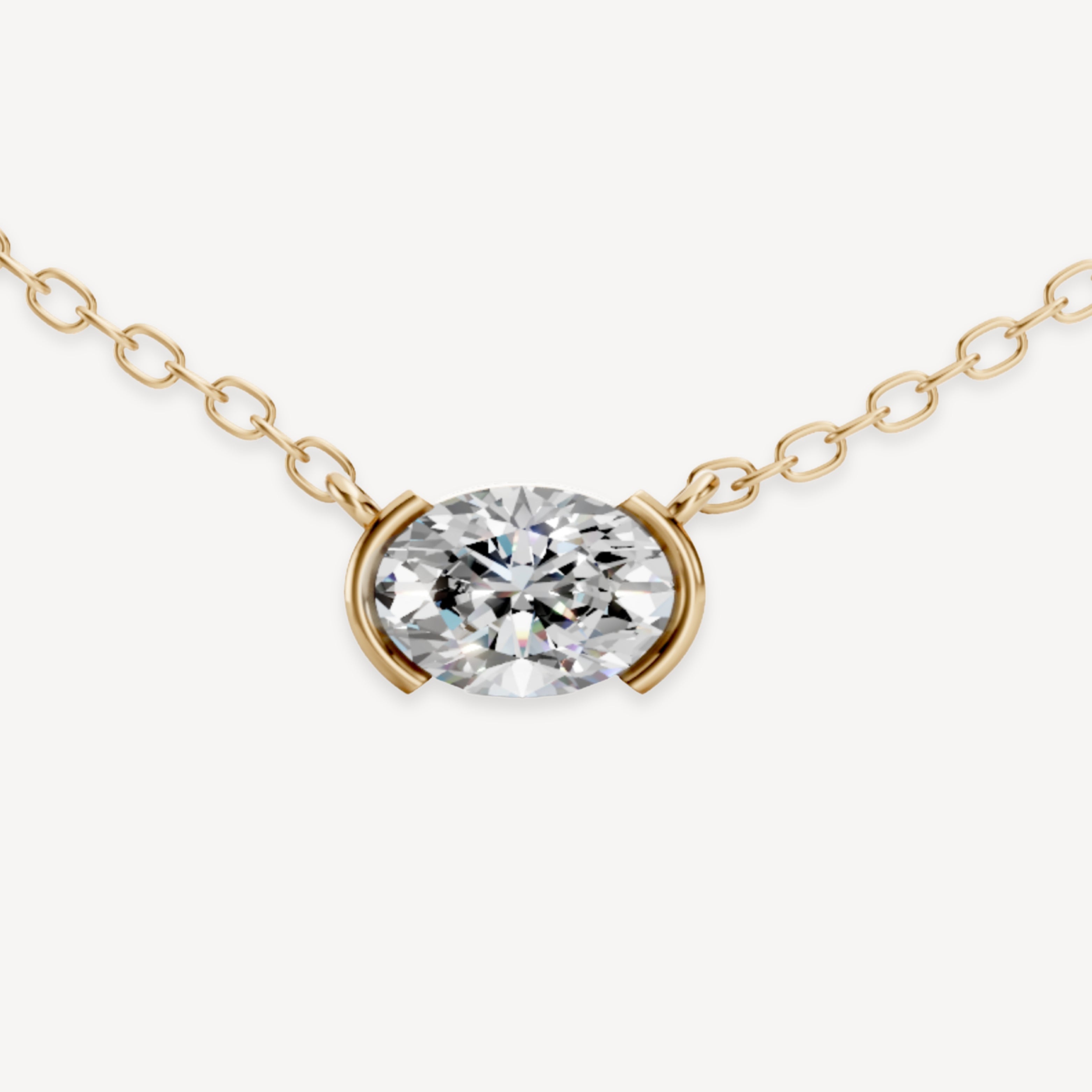 Half Bezel Pendant- Oval