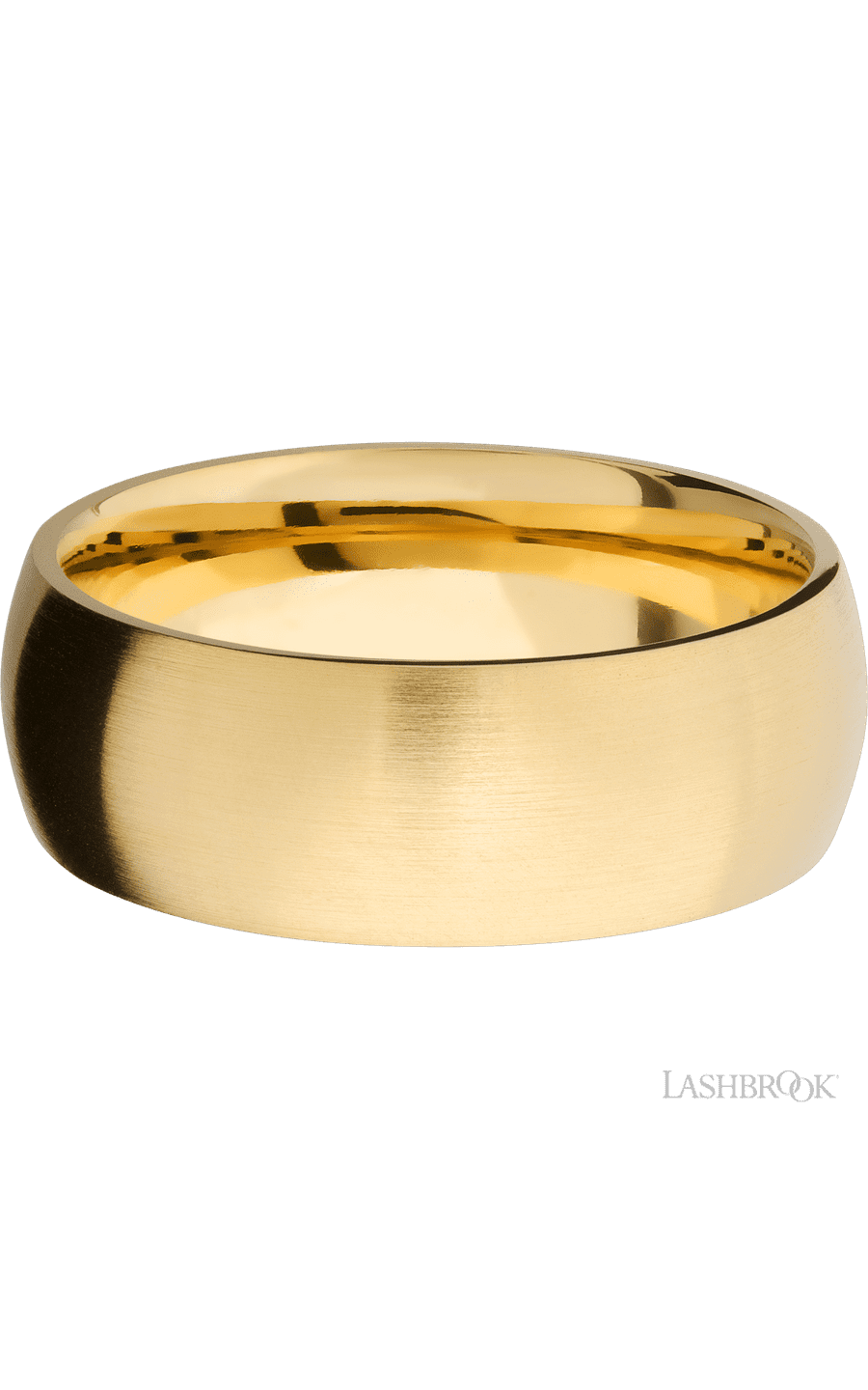 8 mm wide Domed 14K Yellow Gold band.