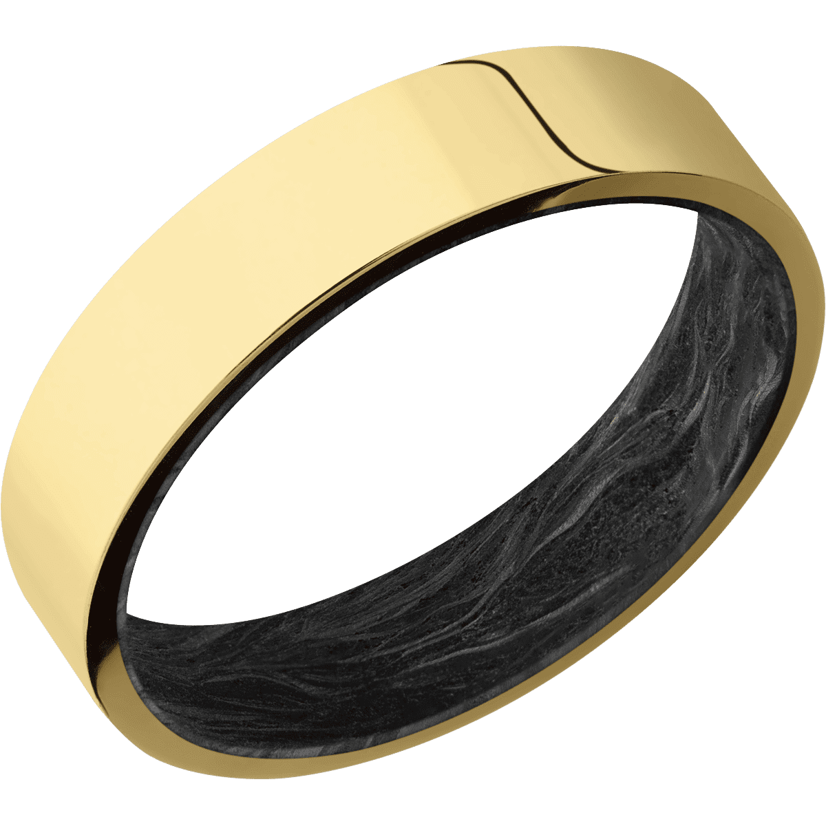 14K Yellow Gold + Polish Finish + Forged Carbon Fiber