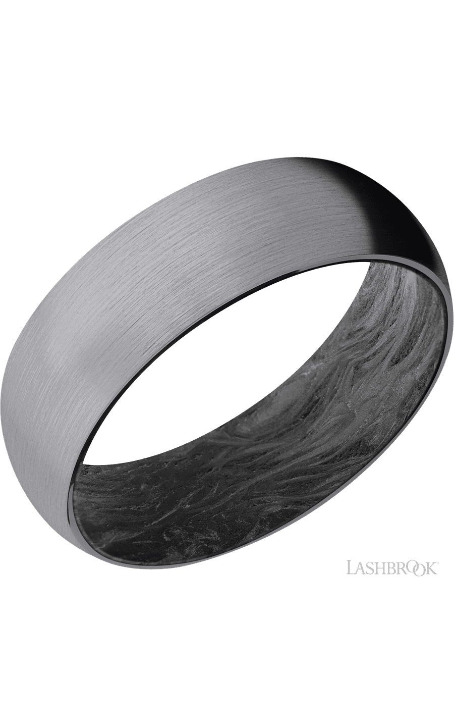 7 mm wide Domed Tantalum band featuring a Forged Carbon Fiber sleeve.