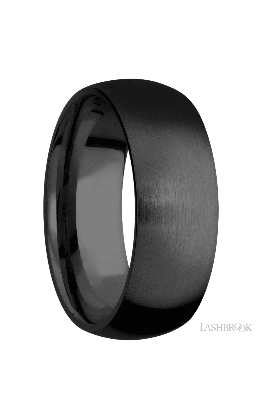 8 mm wide Domed Zirconium band.