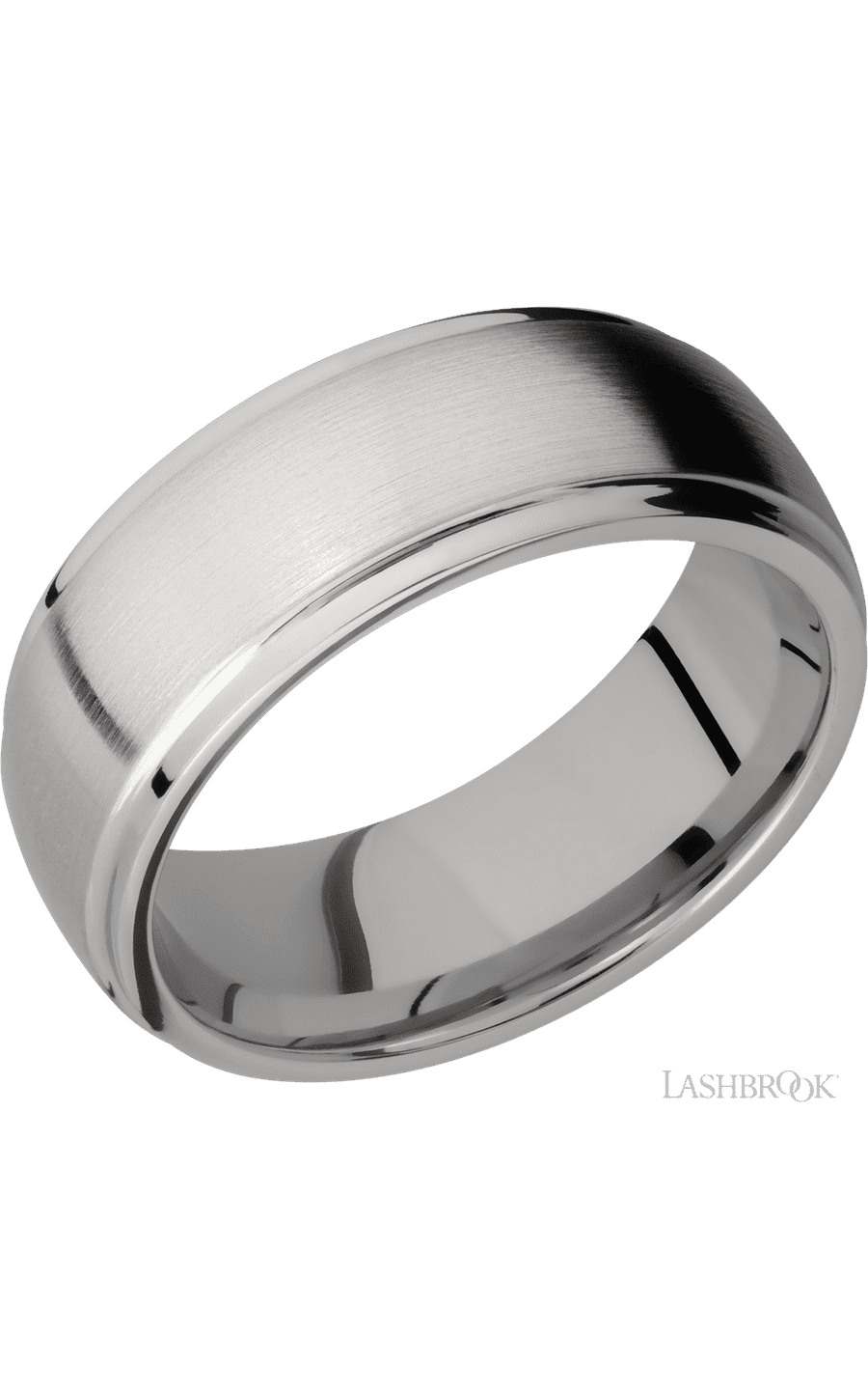 8 mm wide Domed Stepped Down Edges Titanium band.