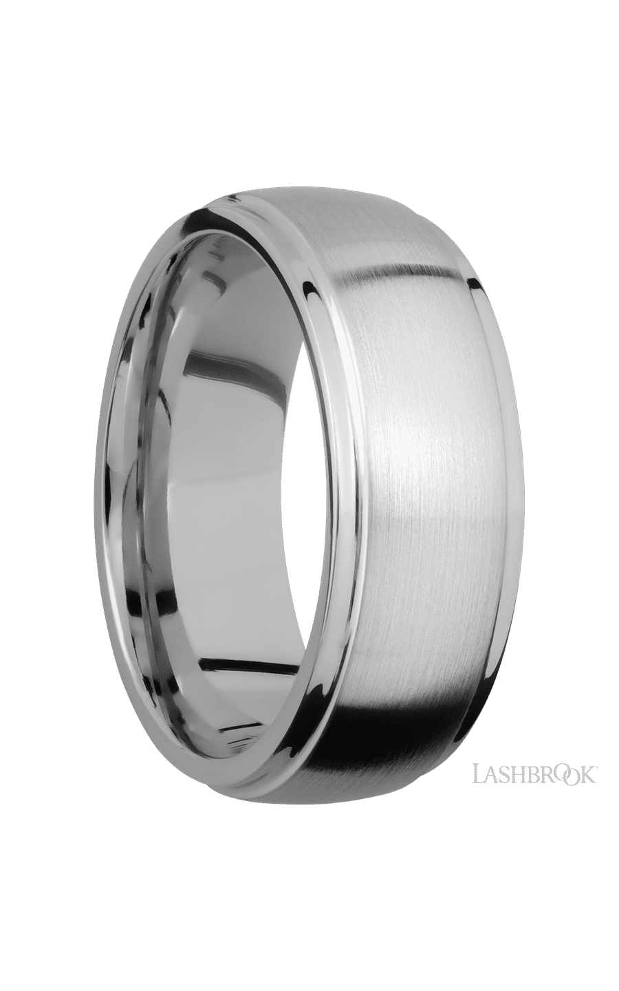 8 mm wide Domed Stepped Down Edges Titanium band.