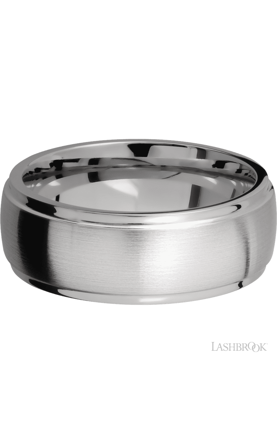 8 mm wide Domed Stepped Down Edges Titanium band.