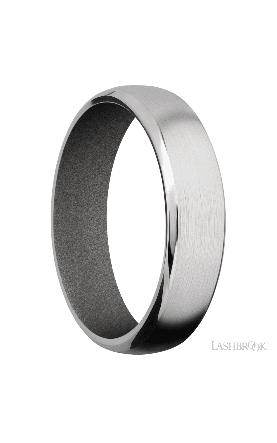 6 mm wide Domed Bevel Cobalt Chrome band featuring a Gun Metal Grey sleeve.