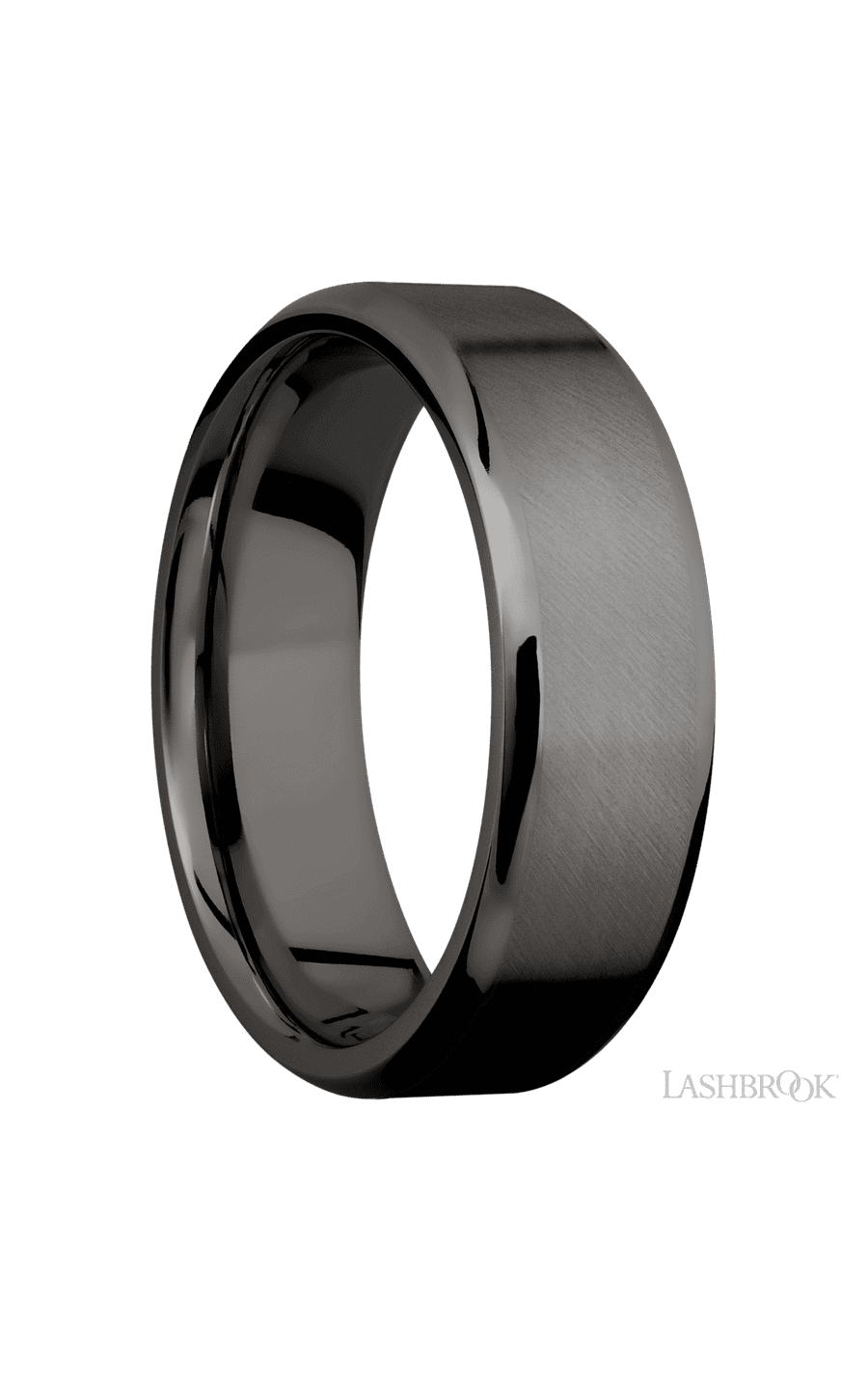 7 mm wide Beveled Tantalum Noir band.